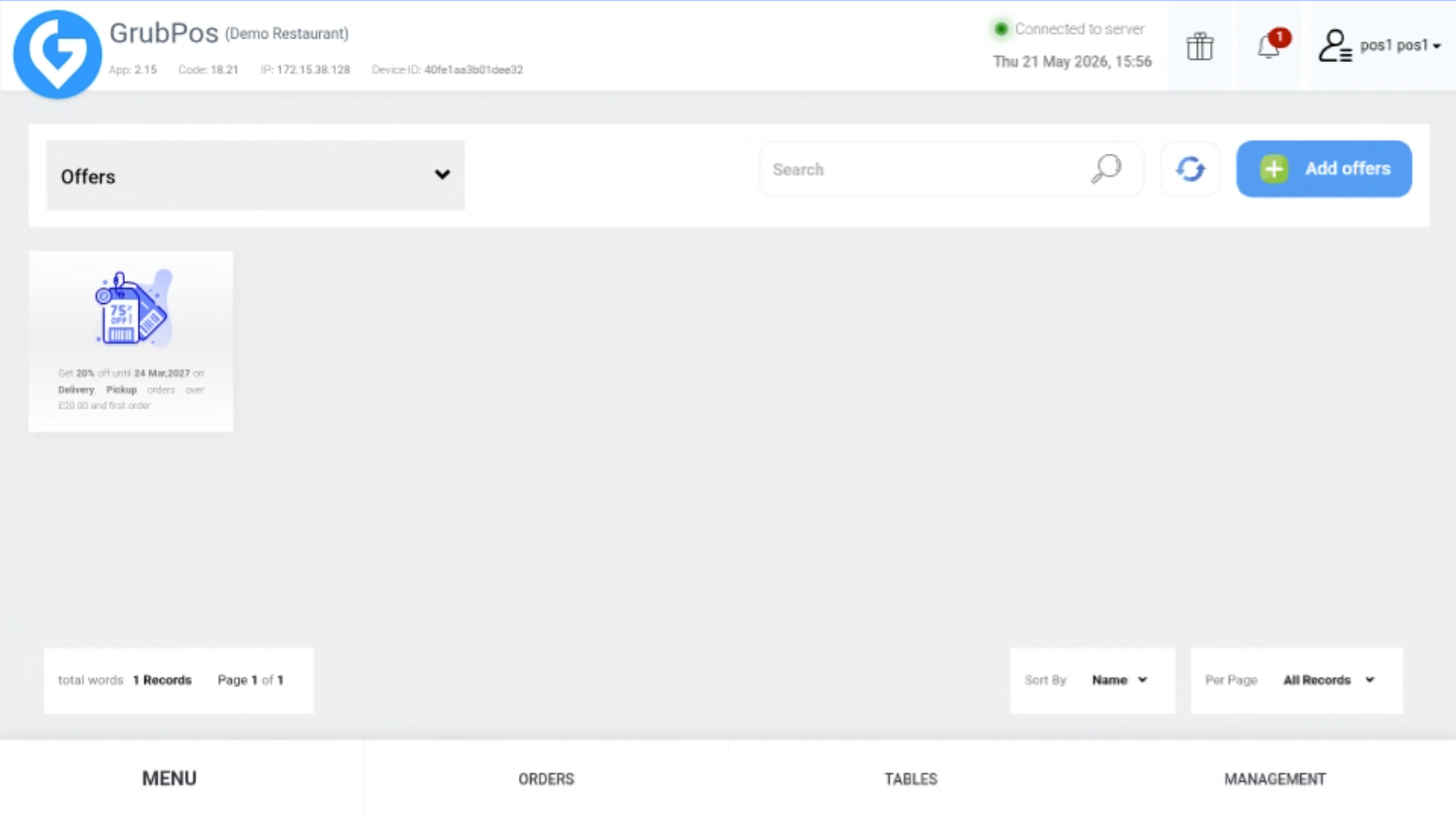 GrubPOS screen