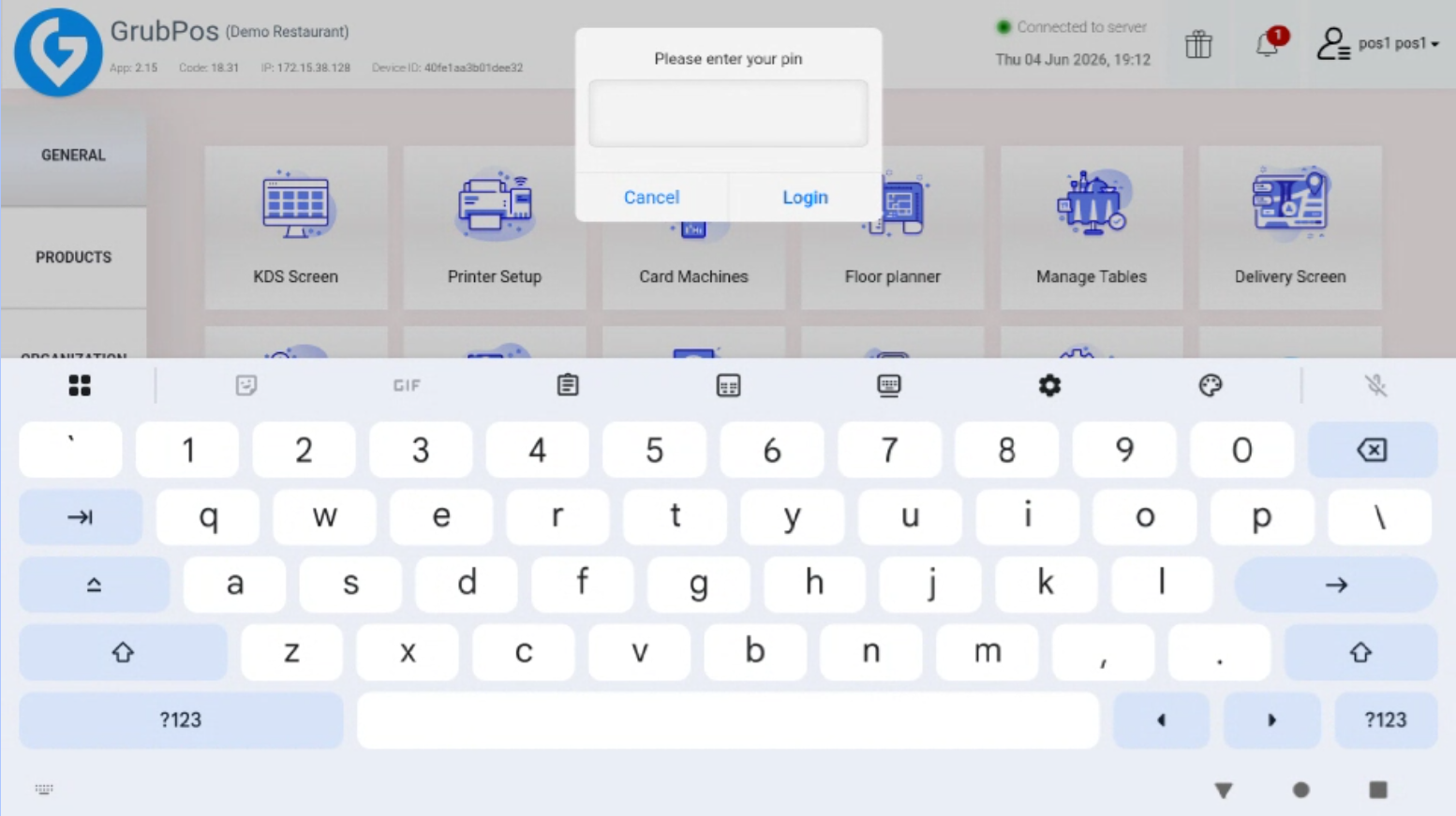 GrubPOS screen