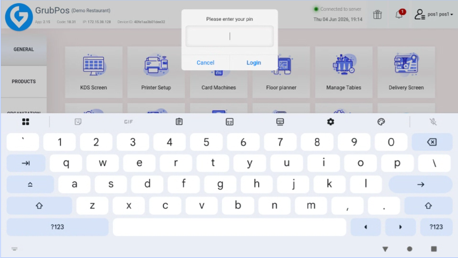 GrubPOS screen