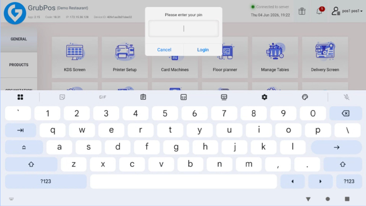 GrubPOS screen