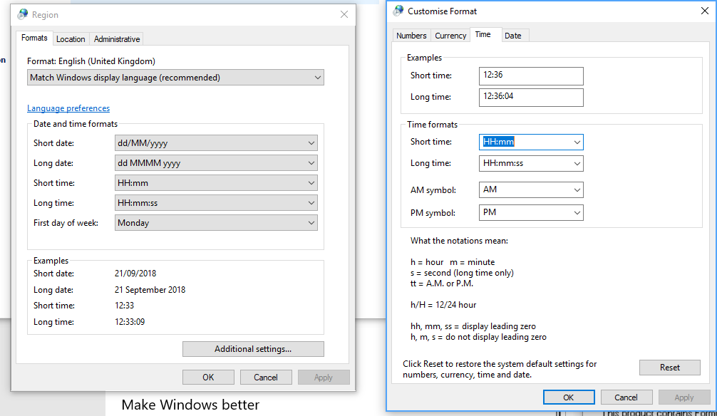 Regional Settings Screenshot