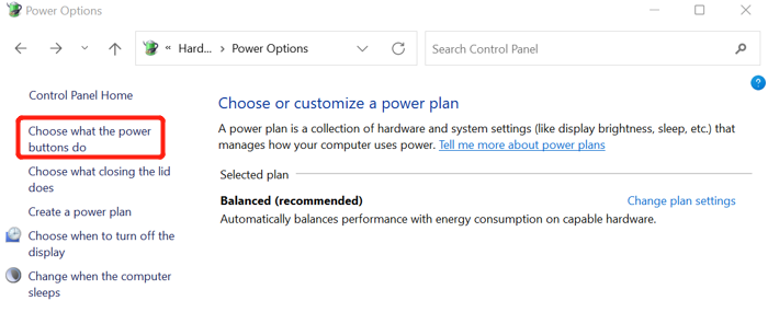 choose what the power buttons do