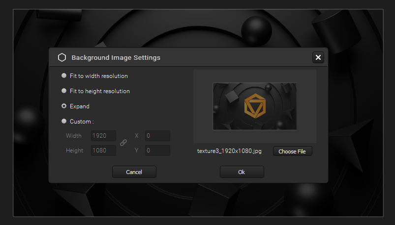 Background image settings panel