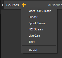 Available sources in Source Bin