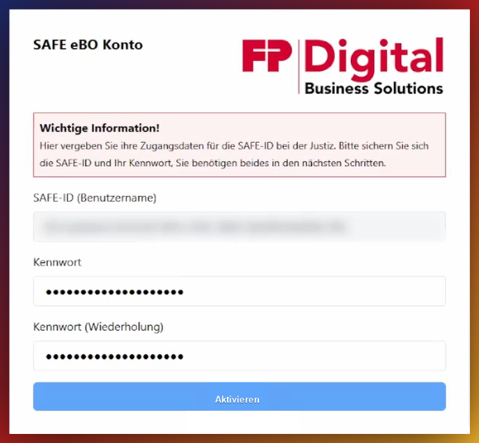 Neues Passwort setzen