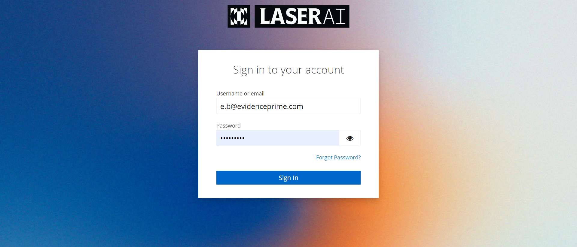 Laser AI login page