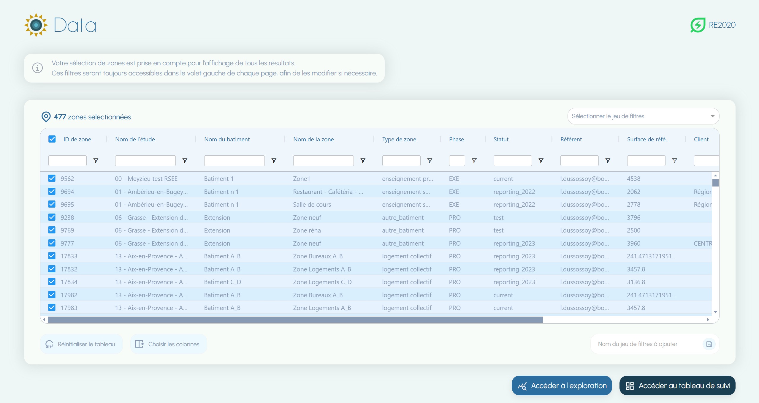 Vue d'ensemble de l'application Emersus Data