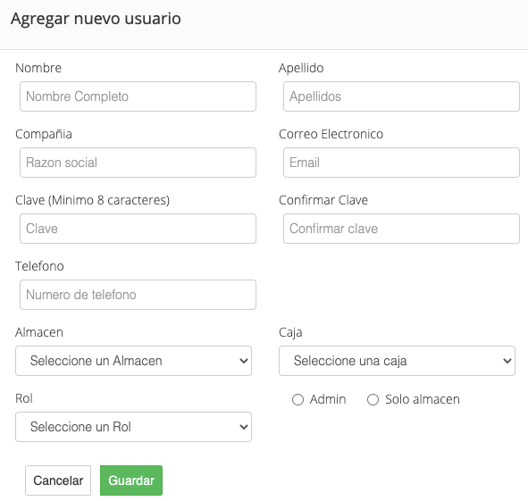 Roles y permisos Vendty