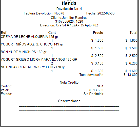 Devolucion productos Vendty