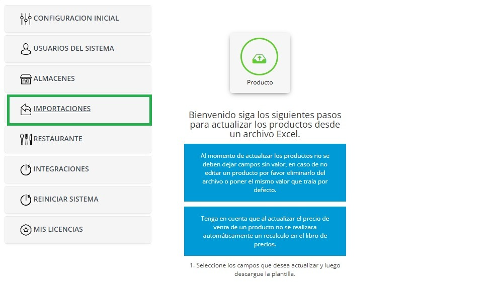 Actualizar impuestos Vendty