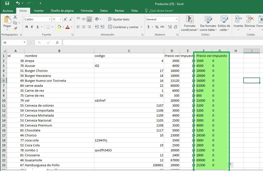 Actualizar impuestos Vendty