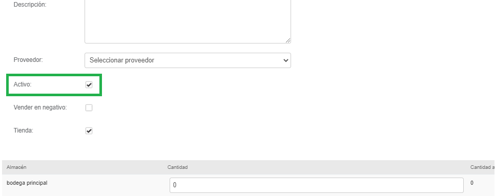 Activar productos Vendty