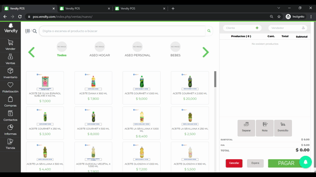 Productos categorias Vendty