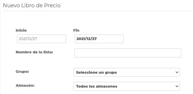 Libro de precios Vendty