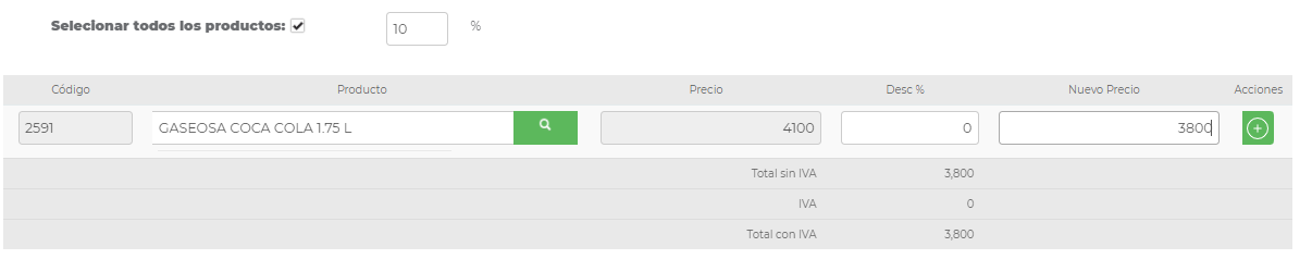 Libro de precios Vendty