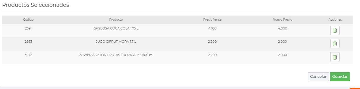 Libro de precios Vendty