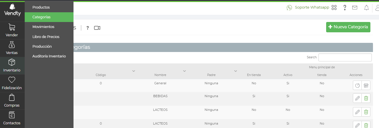 Categorias Vendty
