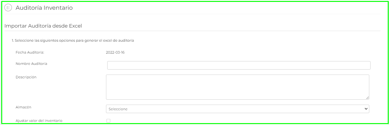 Auditoria de inventario Vendty