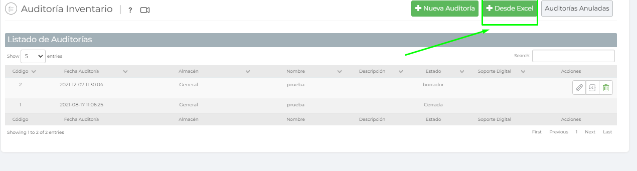 Auditoria de inventario Vendty