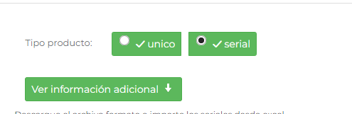 Productos seriales Vendty