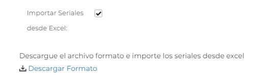 Productos seriales Vendty