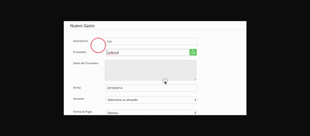 Modulo Gastos Vendty