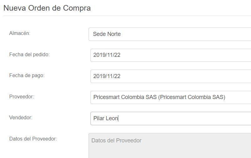 Ordenes de compra Vendty