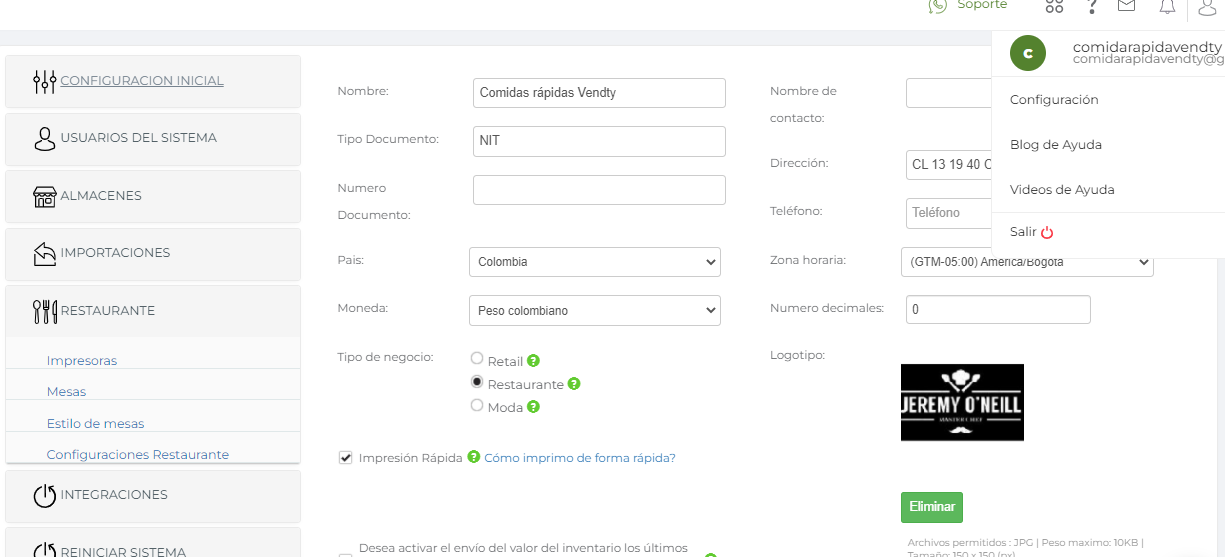 Creacion mesas vendty