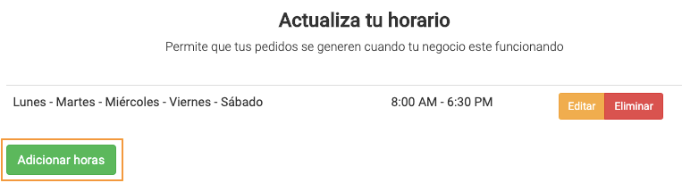 Horario Tienda Vendty