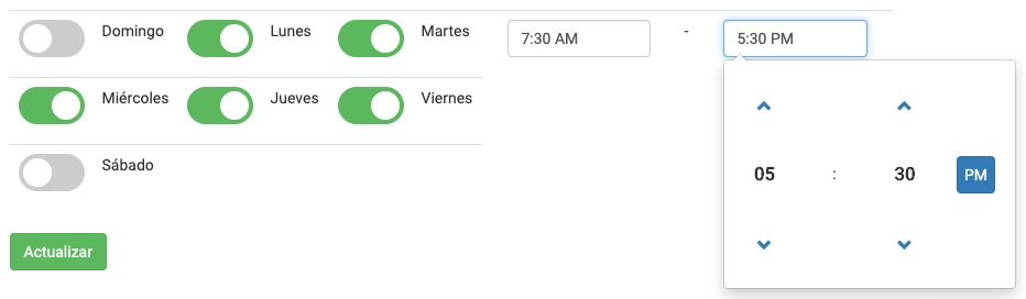 Horario Tienda Vendty