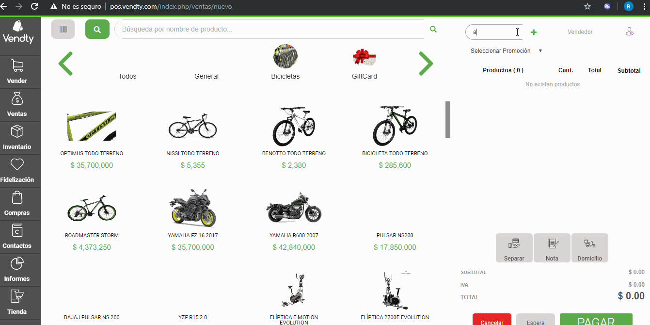 Plan de puntos Vendty