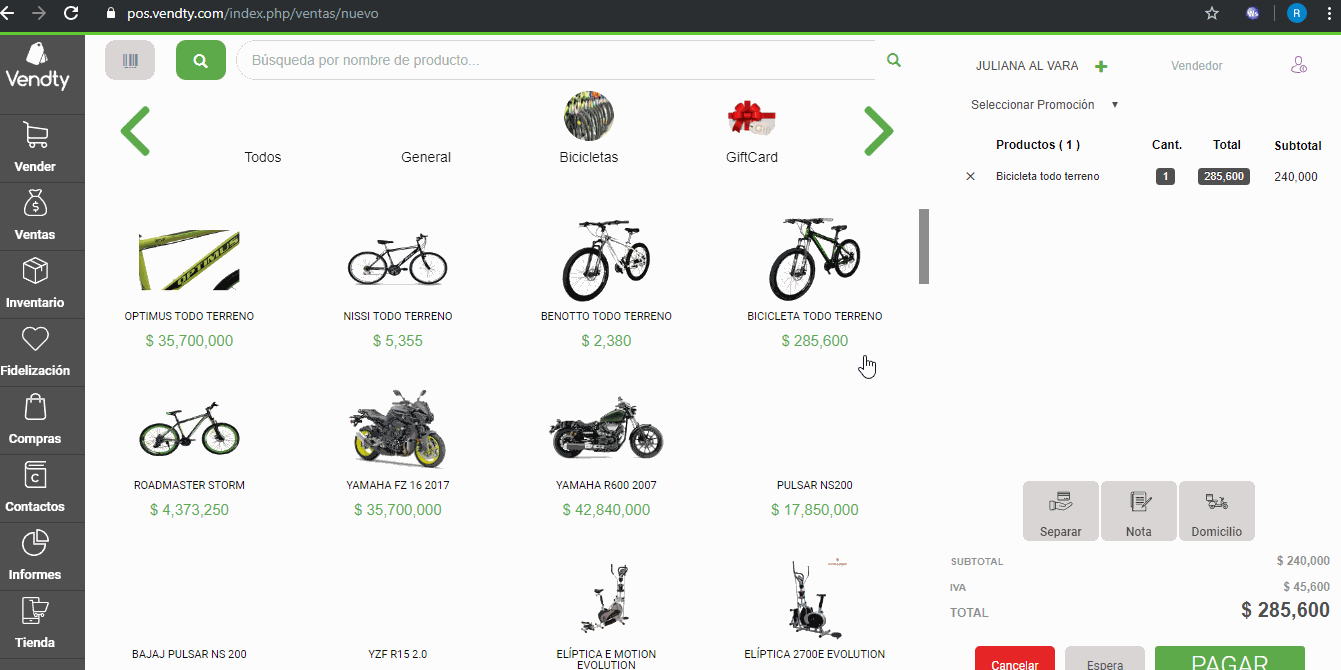 Plan de puntos Vendty