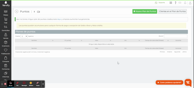 Plan de puntos Vendty