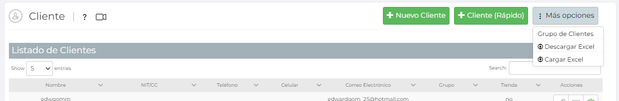 Clientes Vendty Ecxel
