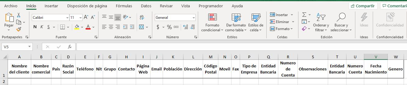 Clientes Vendty Ecxel