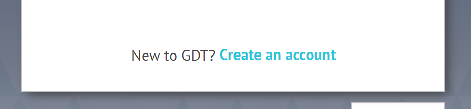Screenshot of 'Create an account' option on GRADEpro login website