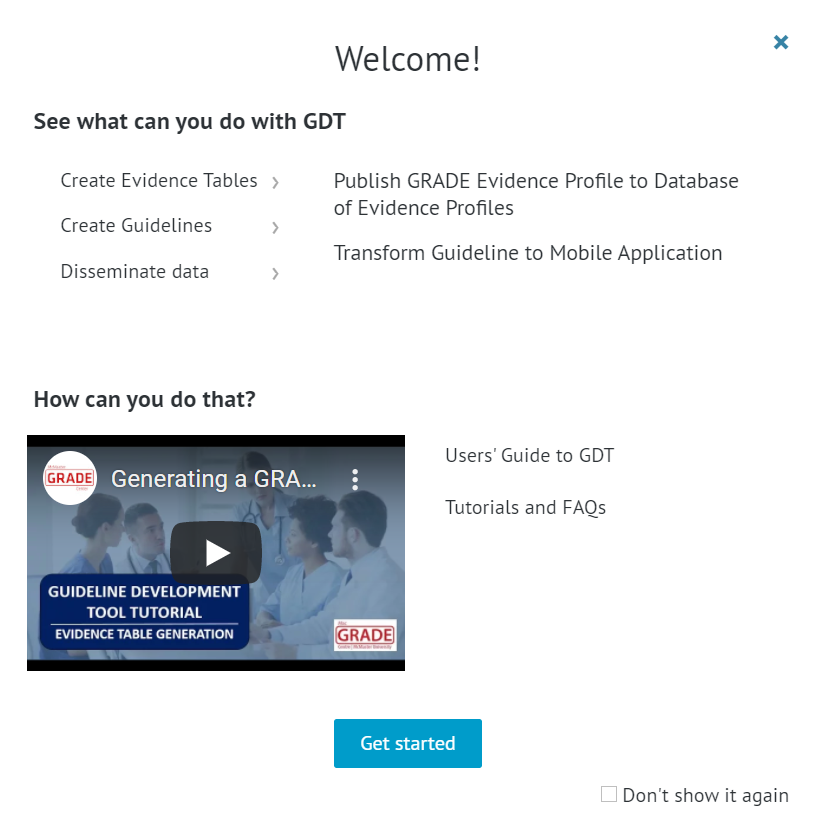 Screenshot of onboarding panel with tutorial