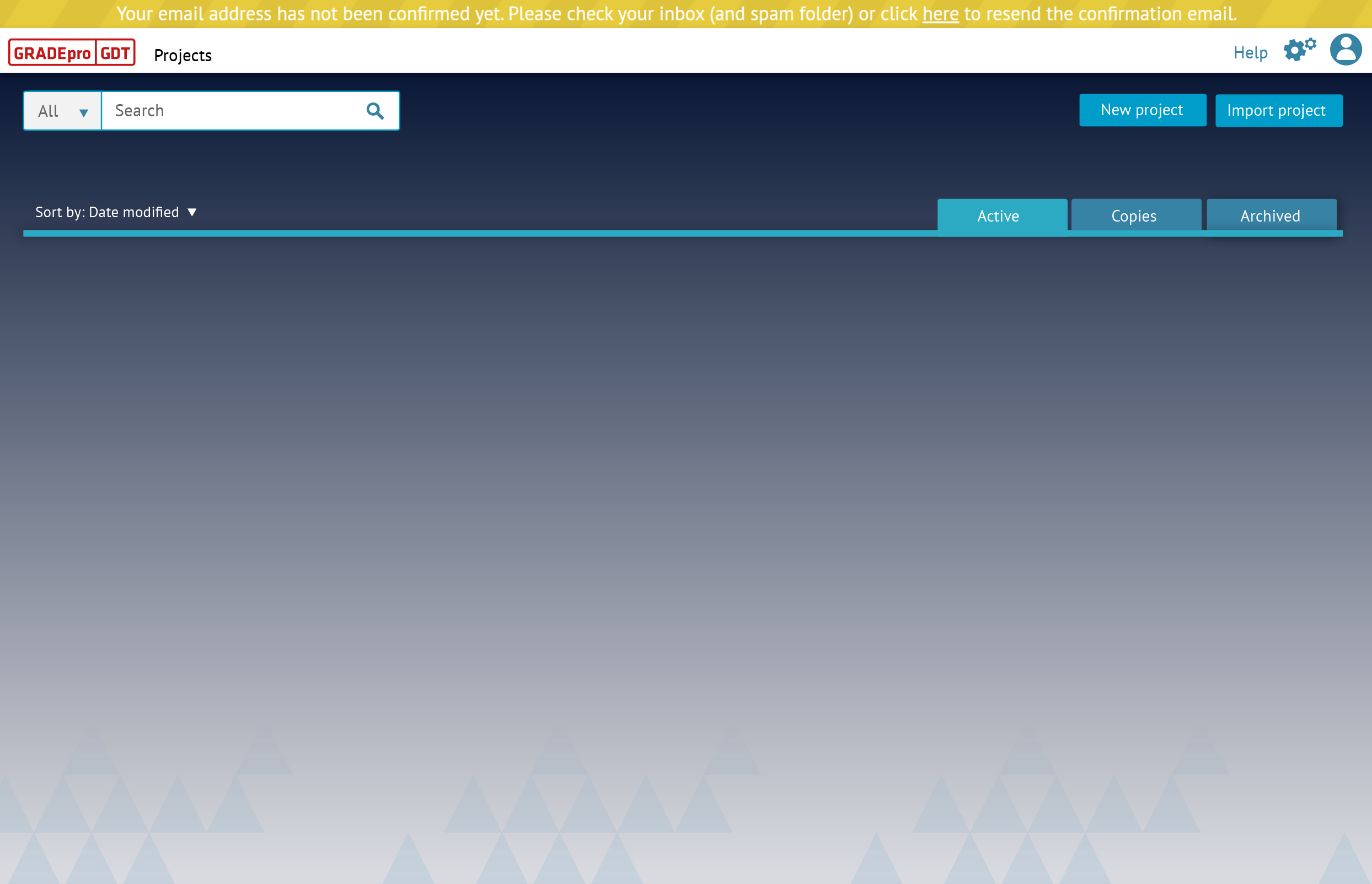 screenshot of main GRADEpro dashboard