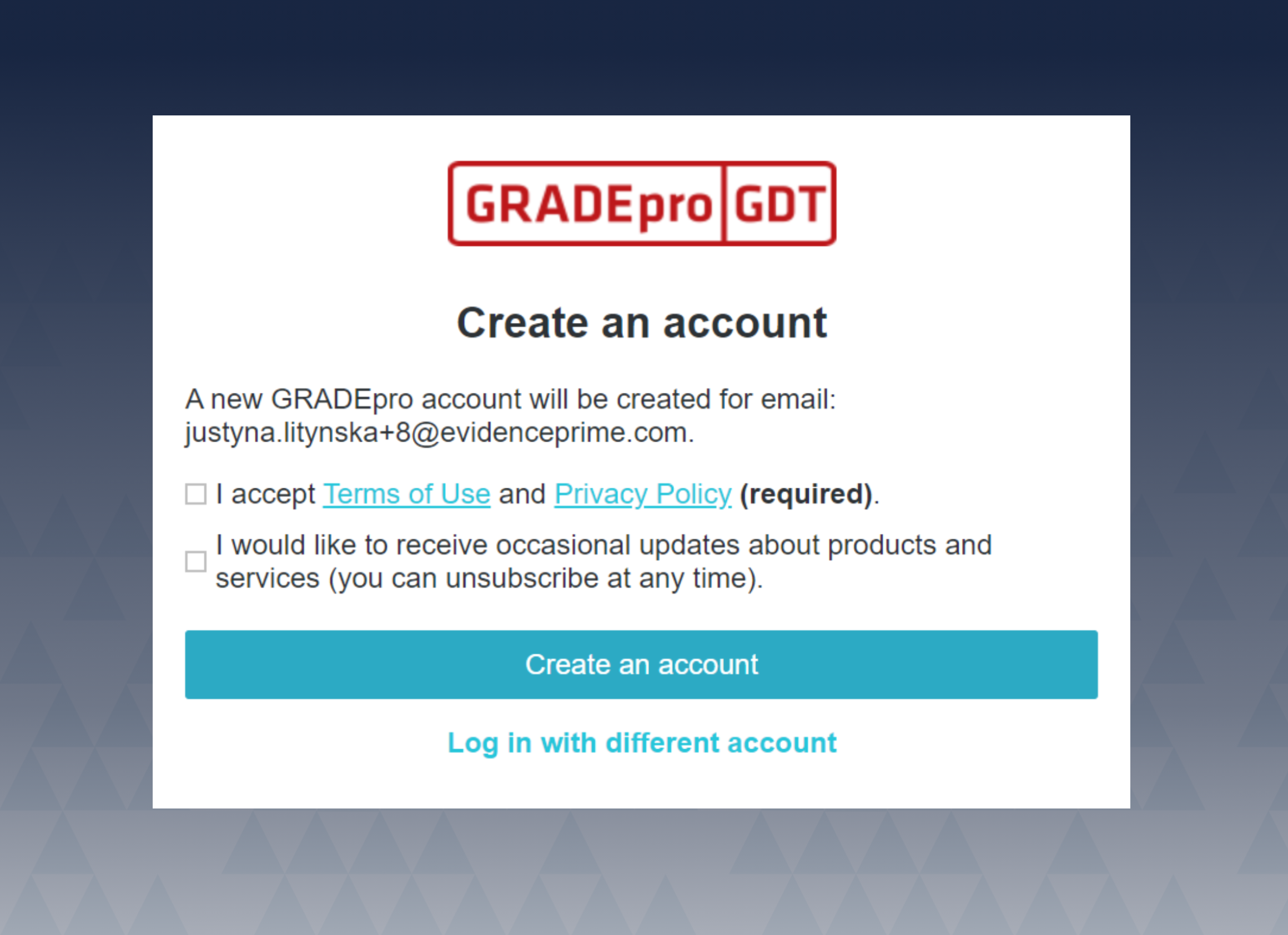 GRADEpro confirmation window for Cochrane Account integration