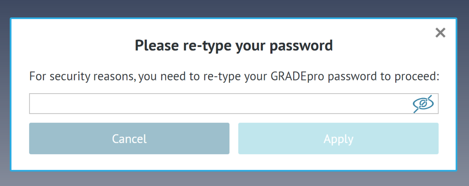 window with GRADEpro account password entry required