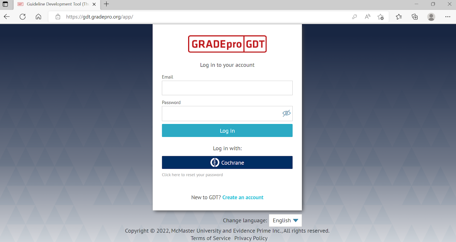 main login dashboard in GRADEpro