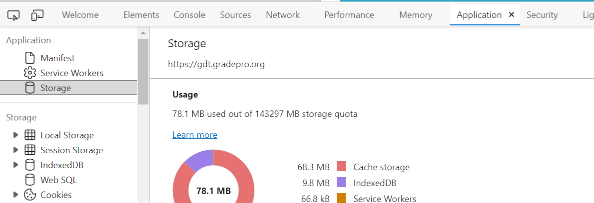 Edge browser storage window