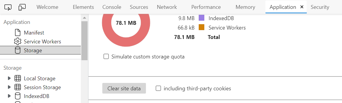 Edge browser storage window