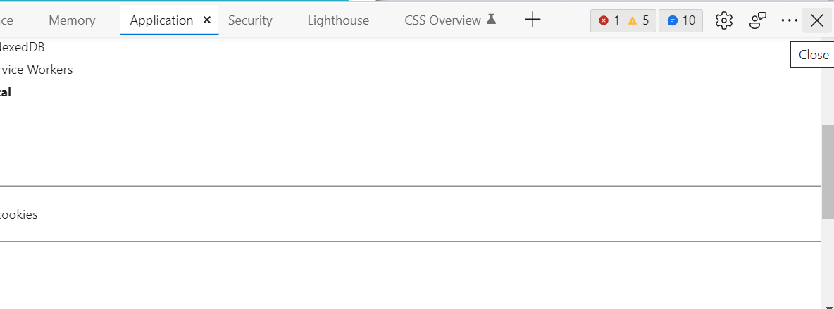 Edge browser storage window