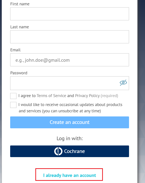 main login dashboard in GRADEpro with option to create account