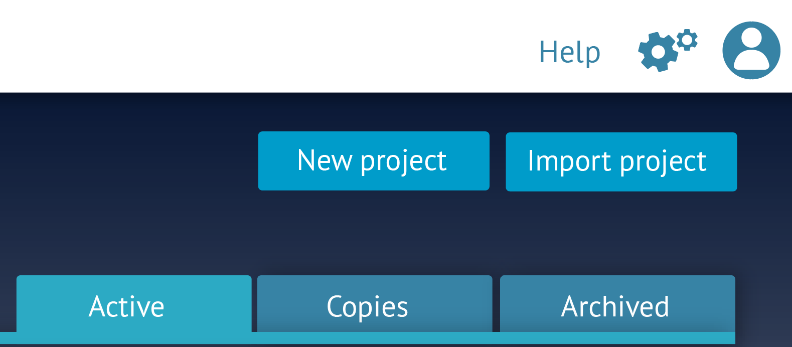 screenshot of 'new project' button on main GRADEpro dashboard