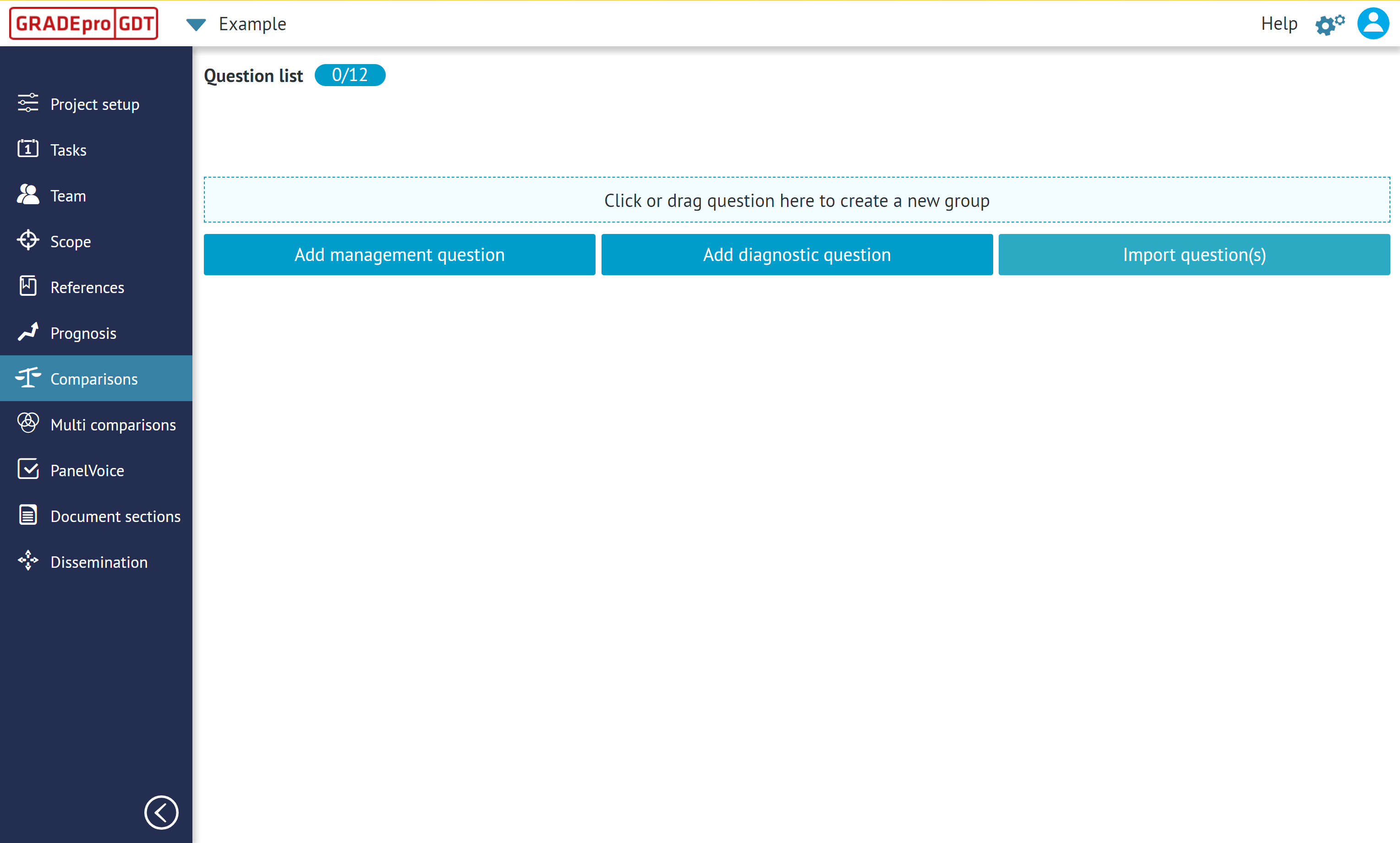 screenshot of 'Comparisons' section in exemplary project