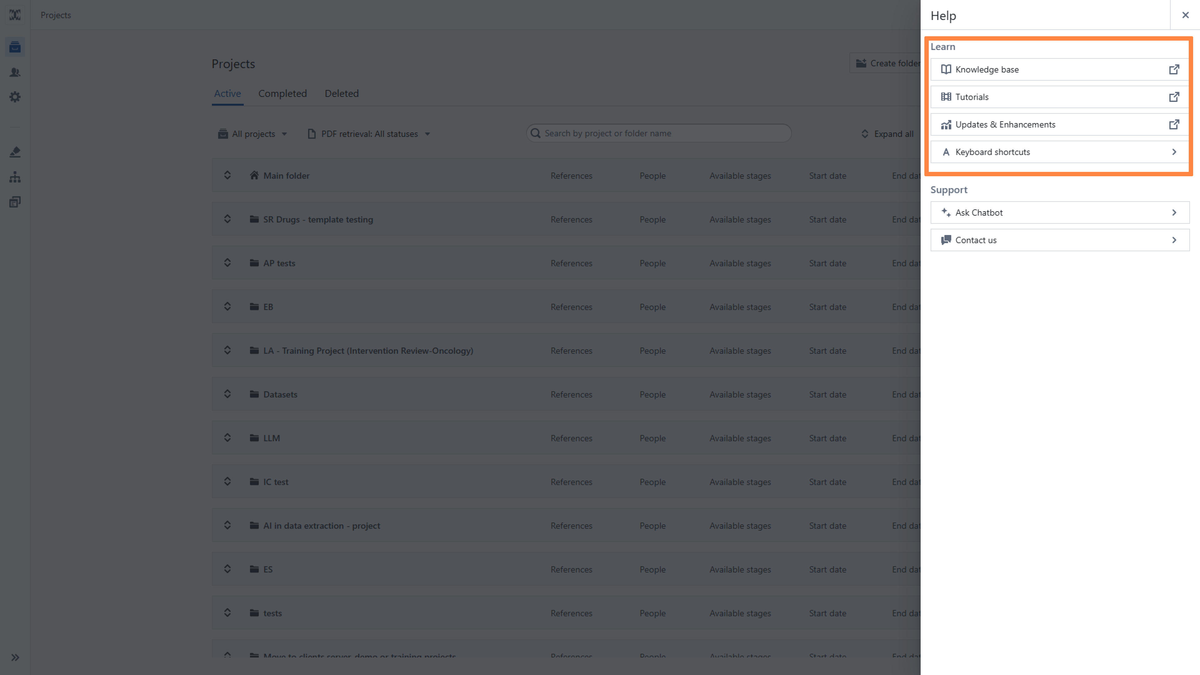 Help module showing  Support Module Overview
