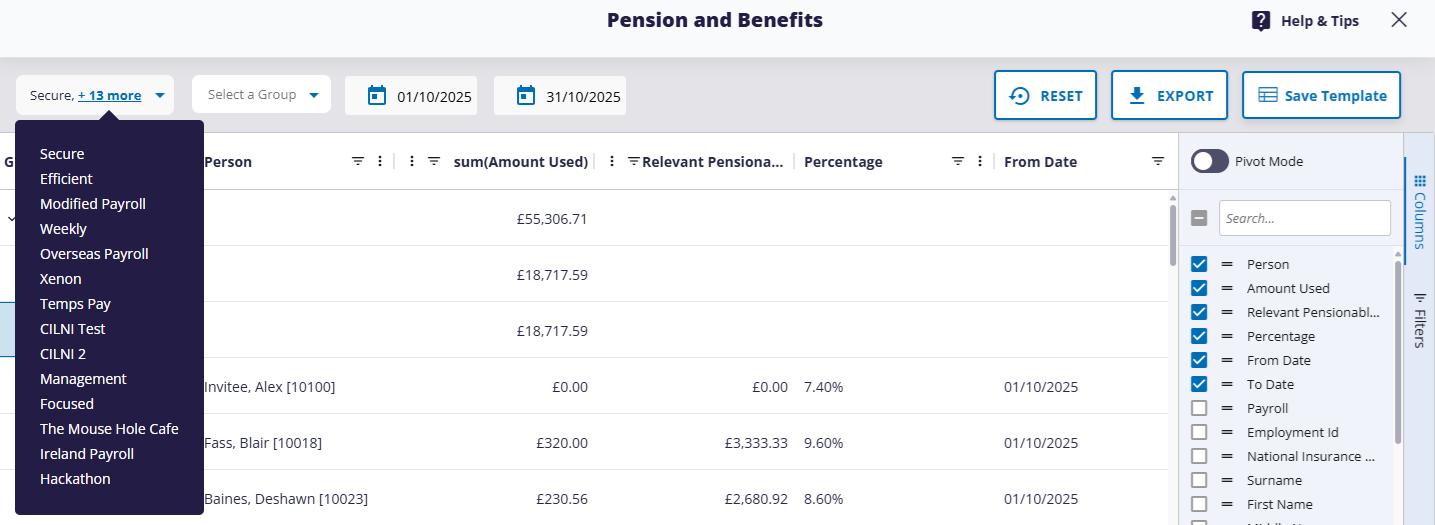 example multi payroll report