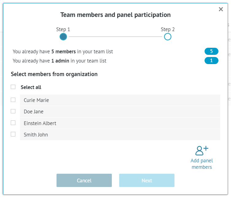 List of all organisation workspace members not yet assigned to the project